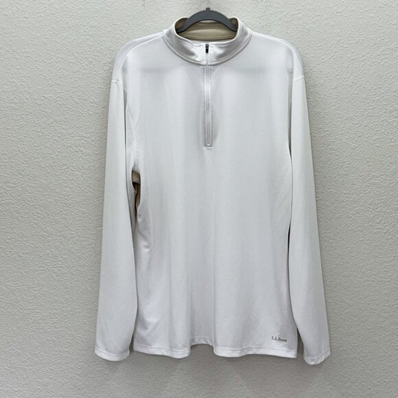 LL Bean White Mesh Long Sleeve 1/4 Quarter Zip Pullover Shirt Mens size XL Tall - Picture 1 of 7